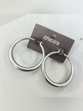 Chico's Polished Silver Hoop Earrings